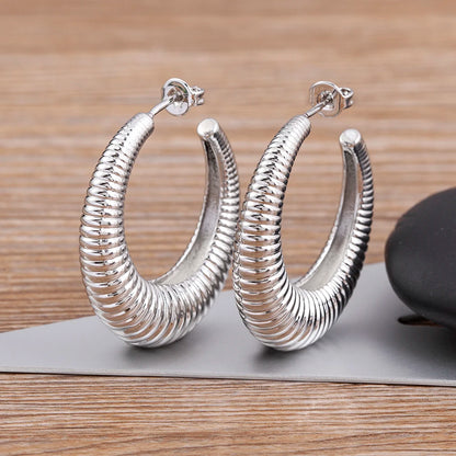 Top Quality 2 Colors Geometric Crescent Shape Adjustable Earrings Cubic Zirconia Women Retro Jewelry Classic Party Gift - Floq & Raman