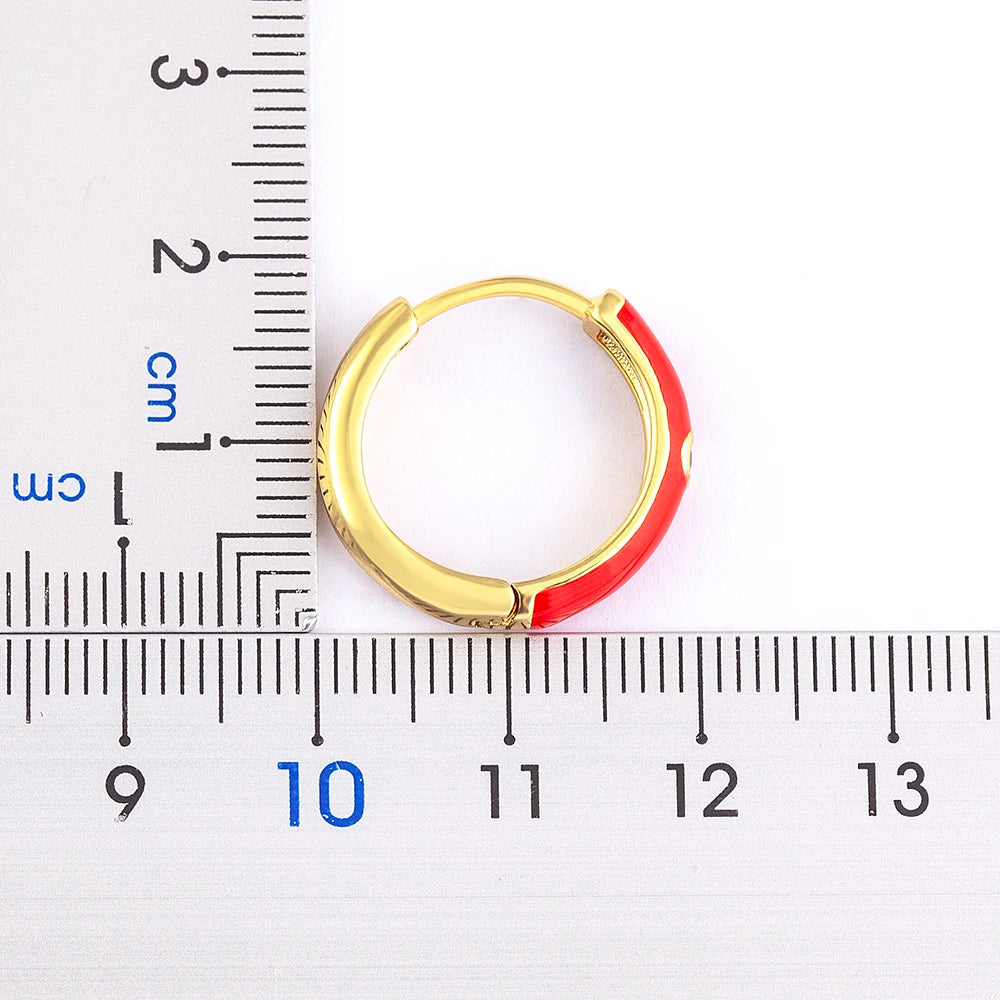 New Minimalist Candy Colors Enamel Round Hoop Earrings for Women Zircon Piercing Cartilage Huggie Ear Jewelry Wedding Gift - Floq & Raman