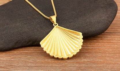 New Fashion Lucky Shell Shape Inlaid Pearl Crystal Zircon Pendant Necklace For Women Female 4 Styles Choice Jewelry Gifts - Floq & Raman