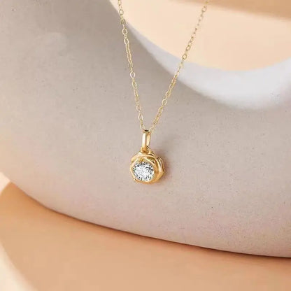 Real 925 Sterling Silver 14k Gold Zircon Flower Pendant Choker Necklace For Women Cute Plant Fine Jewelry Accessories - Floq & Raman