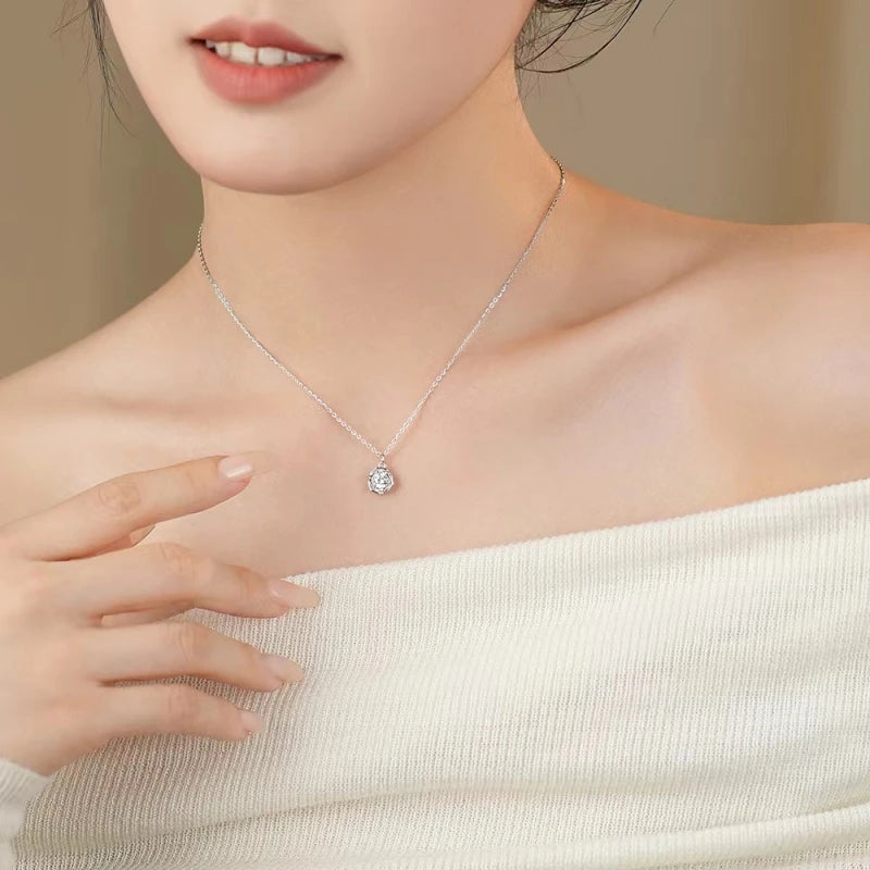 New S925 sterling silver rose necklace for women plated 18K gold temperament high-grade design sense diamond flower - Floq & Raman