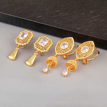 High Quality Rectangle/Evil Eye Shape Elegant Aesthetic Drop Earrings For Female Vintage Ear Jewelry Wedding Party Gifts - Floq & Raman