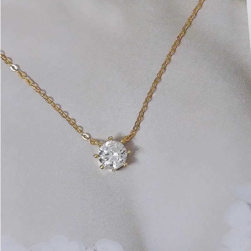 New 100% 925 Sterling Silver Necklace For Women 18K gold Plated 5A Zircon Pendant Eight Claw Necklace Money Fine Jewelry - Floq & Raman