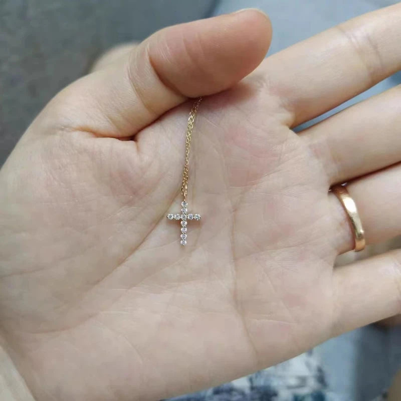 925 Sterling Silver Cute Cross JkeliPendant Simple Necklace Female Clavicle Chain Fine Jewelry For Women Gift Wholesale - Floq & Raman