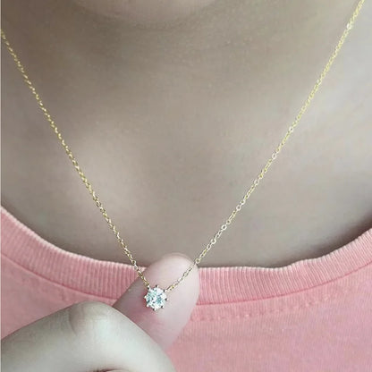 925 Sterling Silver 18k Gold Plated Necklace Versatile Single Sparkling Zircon Clavicle Chain for Women Wedding Jewelry - Floq & Raman