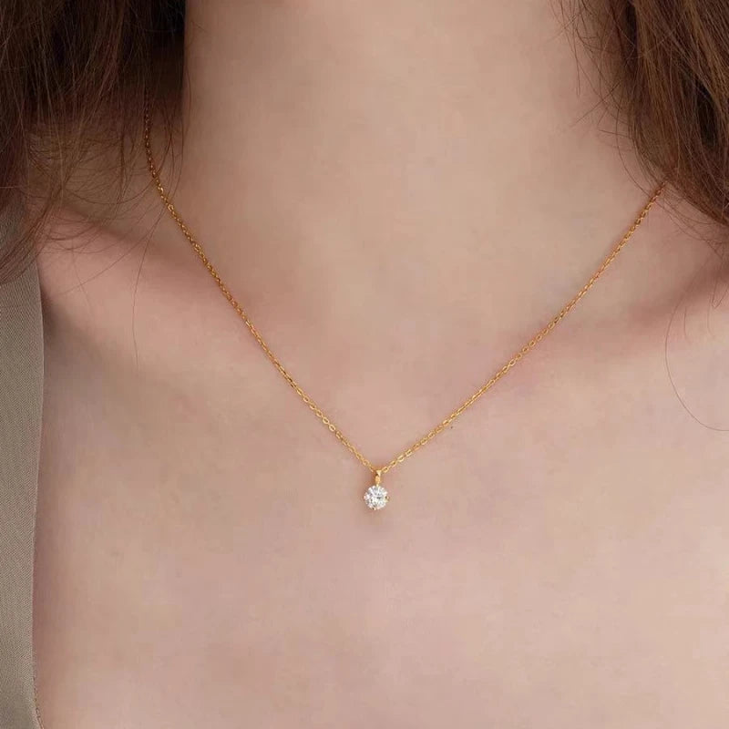 Zircon Pendant Necklace Fashion Color Crystal Clavicle Chain 14K Gold Necklace For Women Luxury Women's Jewelry Gift - Floq & Raman