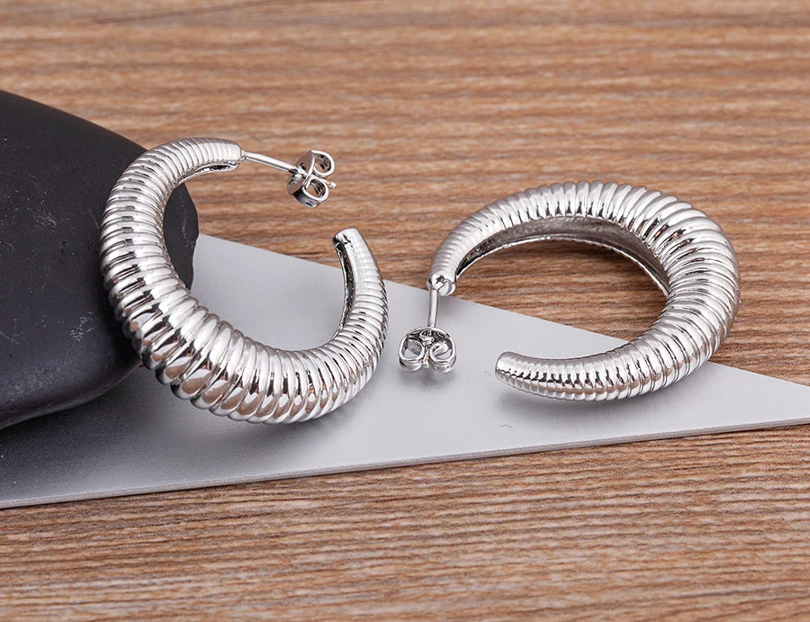 Top Quality 2 Colors Geometric Crescent Shape Adjustable Earrings Cubic Zirconia Women Retro Jewelry Classic Party Gift - Floq & Raman