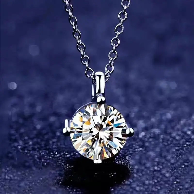 Simple Trendy Crystal Zircon Rhinestone Pendant Necklace For Women Charm White Gold Color Clavicle Chain Necklack WeddingJewelry - Floq & Raman