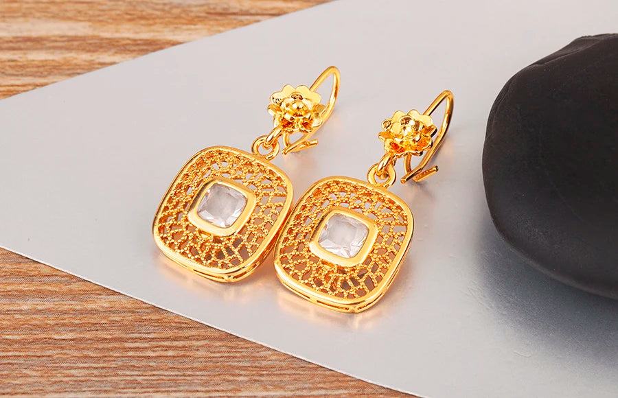 High Quality Rectangle/Evil Eye Shape Elegant Aesthetic Drop Earrings For Female Vintage Ear Jewelry Wedding Party Gifts - Floq & Raman
