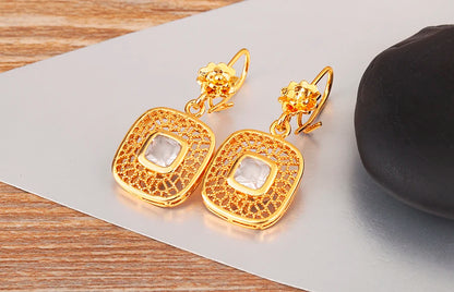 High Quality Rectangle/Evil Eye Shape Elegant Aesthetic Drop Earrings For Female Vintage Ear Jewelry Wedding Party Gifts - Floq & Raman