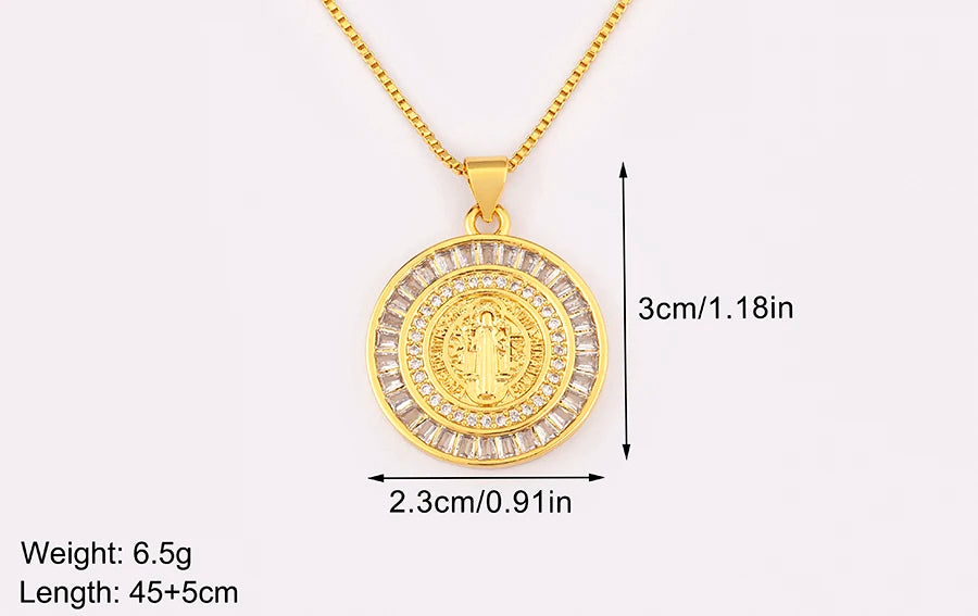 New Retro Oval/Round Shape Religious Style Zircon Flip Pendant Necklace For Female Male Lovers Photos Jewelry Accessories - Floq & Raman