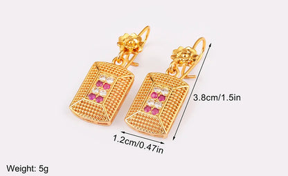 High Quality Rectangle/Evil Eye Shape Elegant Aesthetic Drop Earrings For Female Vintage Ear Jewelry Wedding Party Gifts - Floq & Raman