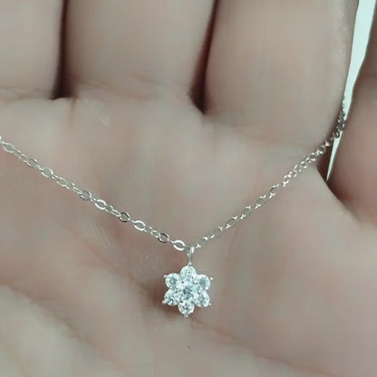 Real 925 Sterling Silver Seven star Zircon Pendant Necklaces for Women Cute Light Luxury Fine Jewelry Minimalist Plant Accessori - Floq & Raman