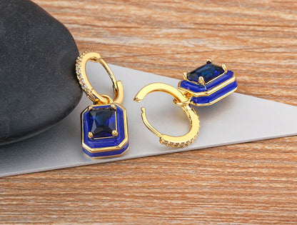 Fashion Geometric Women's Ear Buckle Earrings Zircon Gold Plated Engagement Wedding Birthday Gift Jewelry Accessories - Floq & Raman