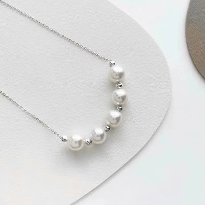 Read 925 Sterling Silver Pearl Bead Necklace for Women Circular Temperament Grace Engagement Jewelry Gift - Floq & Raman