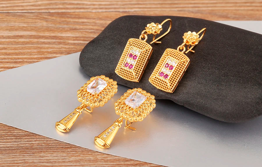 High Quality Rectangle/Evil Eye Shape Elegant Aesthetic Drop Earrings For Female Vintage Ear Jewelry Wedding Party Gifts - Floq & Raman