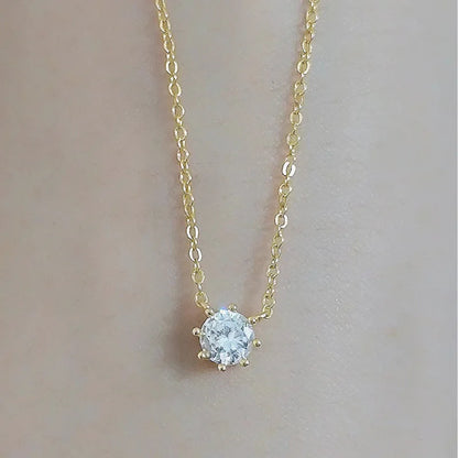 925 Sterling Silver 18k Gold Plated Necklace Versatile Single Sparkling Zircon Clavicle Chain for Women Wedding Jewelry - Floq & Raman