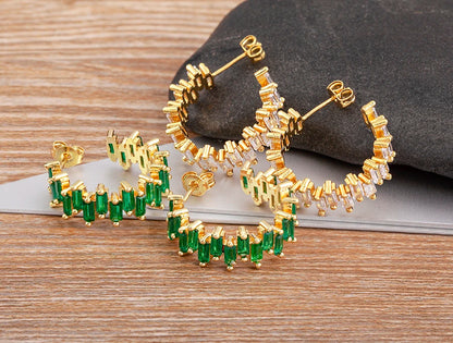 Fashion New Arrival Multicolor Gold Plated Earrings for Women Cubic Zirconia Wedding Female Jewelry Girl Friendship Gifts - Floq & Raman