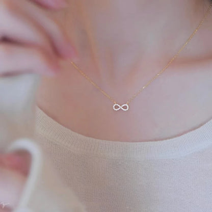 Love 8-Shaped Diamond Encrusted S925 Sterling Silver Necklace for Women Unique Design Choker Luxury Minimalist Jewelry - Floq & Raman