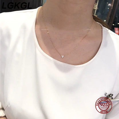 Japanese 925 sterling silver necklace for women, triangular design, high-end minimalist style, versatile 14k gold plated - Floq & Raman
