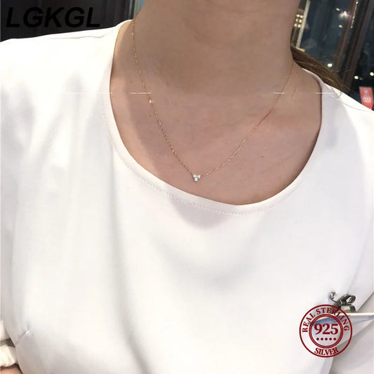 Japanese 925 sterling silver necklace for women, triangular design, high-end minimalist style, versatile 14k gold plated - Floq & Raman