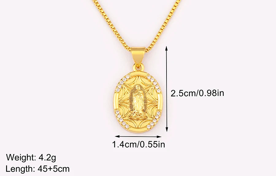 New Retro Oval/Round Shape Religious Style Zircon Flip Pendant Necklace For Female Male Lovers Photos Jewelry Accessories - Floq & Raman