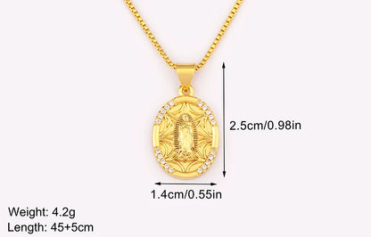New Retro Oval/Round Shape Religious Style Zircon Flip Pendant Necklace For Female Male Lovers Photos Jewelry Accessories - Floq & Raman