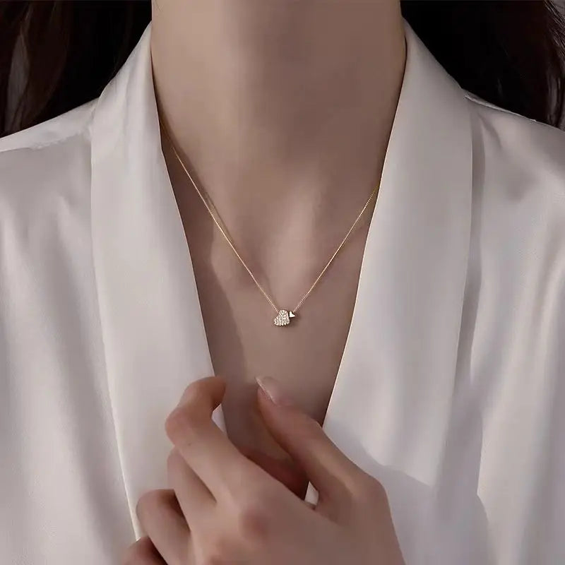 New 925 Sterling Silver Shiny Square Heart Pendant Necklace fit Beads DIY Fashion Women's Jewelry Party Gift - Floq & Raman