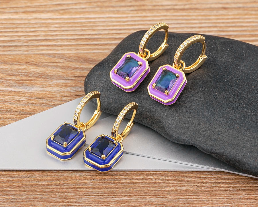 Fashion Geometric Women's Ear Buckle Earrings Zircon Gold Plated Engagement Wedding Birthday Gift Jewelry Accessories - Floq & Raman