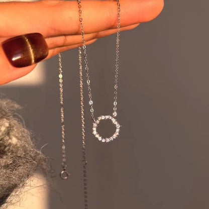 925 Sterling Silver 18K Gold Plating Pavé Crystal Round Star Same Style Necklace Women Fashion Party Jewelry Accessories - Floq & Raman