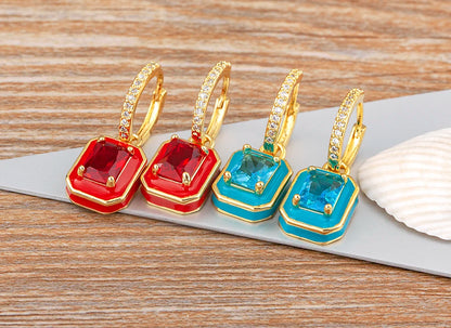 Fashion Geometric Women's Ear Buckle Earrings Zircon Gold Plated Engagement Wedding Birthday Gift Jewelry Accessories - Floq & Raman