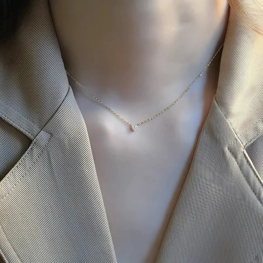 S925 sterling silver plated 14K gold love necklace for women inlaid with diamond peach heart collarbone chain - Floq & Raman