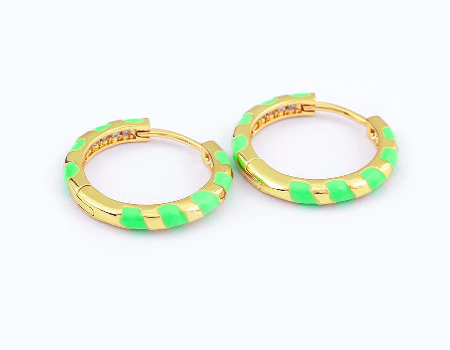 High Quality 6 Candy Colors Inlaid Zebra Stripe Pendant Fashion Earrings Enamel Oil Dripping Women's Simple French Jewelry Gifts - Floq & Raman