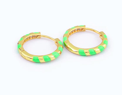 High Quality 6 Candy Colors Inlaid Zebra Stripe Pendant Fashion Earrings Enamel Oil Dripping Women's Simple French Jewelry Gifts - Floq & Raman