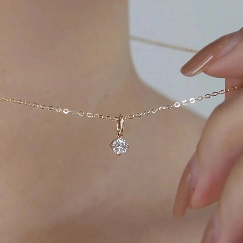 Fashion 100% 925 Sterling Silver Necklace For Women 18K gold Plated 5A Zircon Pendant Necklace Real Money Fine Jewelry - Floq & Raman