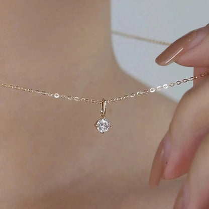 100% 925 Sterling Silver Geometric Zircon Pendant Necklace Women Fashion Elegant Party Jewelry Accessories - Floq & Raman