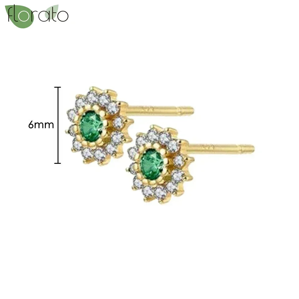 925 Sterling Silver Green Crystal CZ Hoop Earrings for Women | 2023 Luxury Gold Small Huggie Earrings | Fashion Piercing Jewelry - Floq & Raman