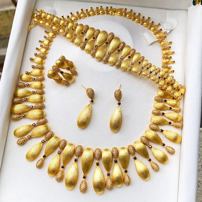 Luxury 4-Piece Knot & Ball African Jewelry Set for Women | Wedding, CZ Cubic Zirconia, Indian & Dubai Bridal Jewelry - Floq & Raman