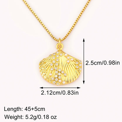 New Fashion Lucky Shell Shape Inlaid Pearl Crystal Zircon Pendant Necklace For Women Female 4 Styles Choice Jewelry Gifts - Floq & Raman