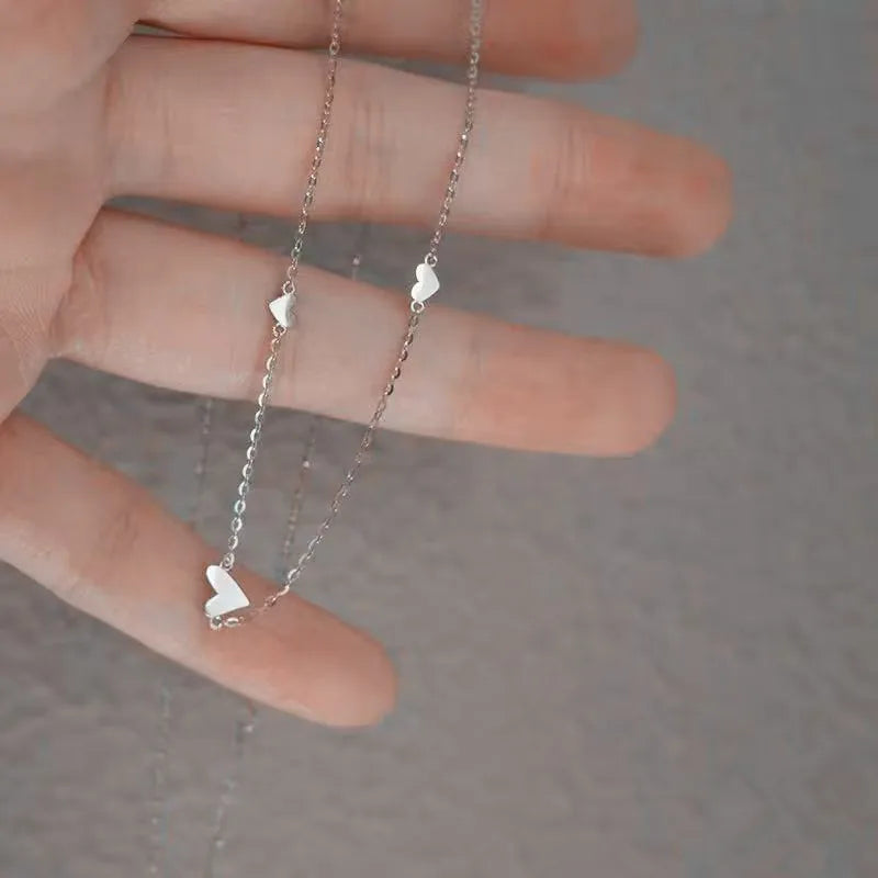 925 Sterling Silver Necklace Pendant For Women Jewelry Love Necklace Luxury Design Sense Heart Shaped Collar Chain Fashion - Floq & Raman