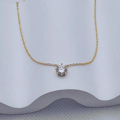925 Sterling Silver 18k Gold Plated Necklace Versatile Single Sparkling Zircon Clavicle Chain for Women Wedding Jewelry - Floq & Raman