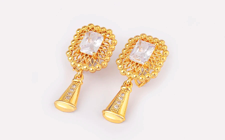 High Quality Rectangle/Evil Eye Shape Elegant Aesthetic Drop Earrings For Female Vintage Ear Jewelry Wedding Party Gifts - Floq & Raman