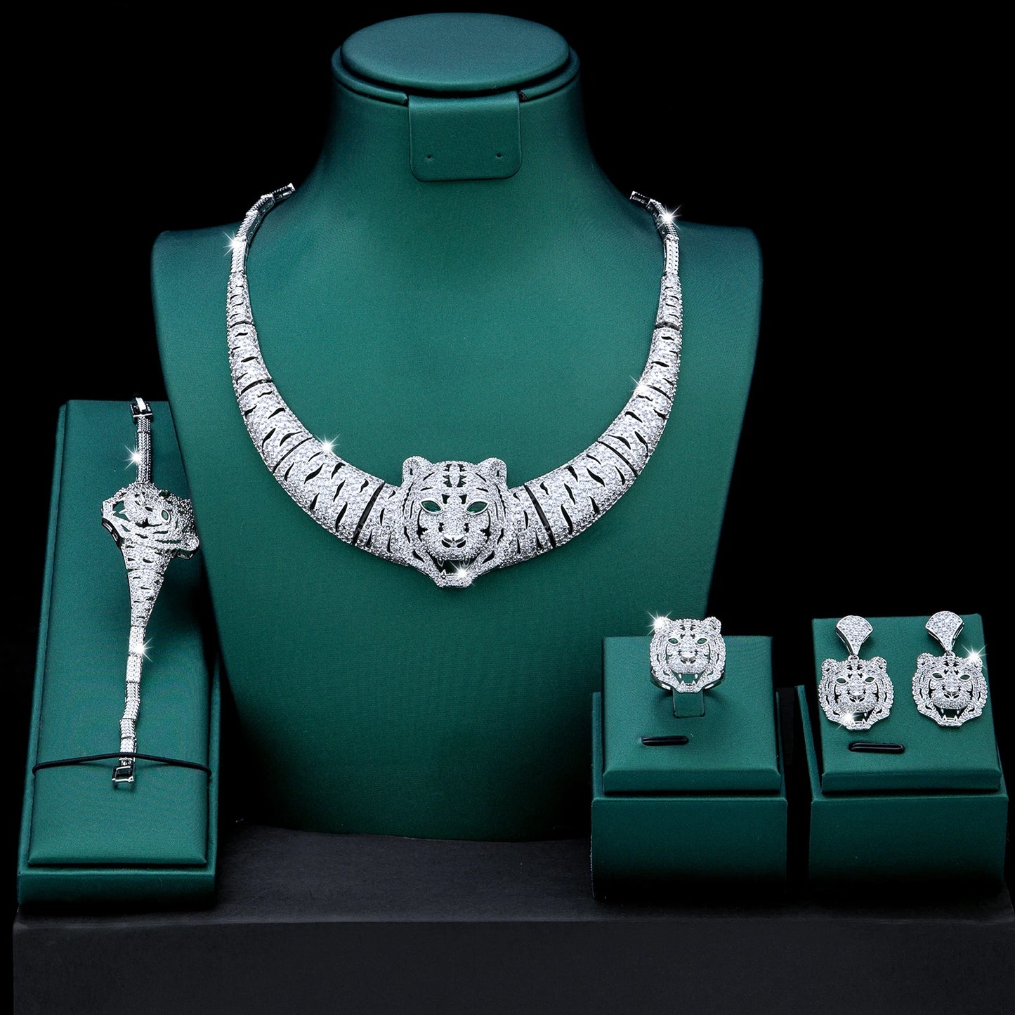 Luxury Bridal Jewelry Set (4 Pieces) – High-End Cubic Zirconia for Women’s Wedding or Special Events - Floq & Raman