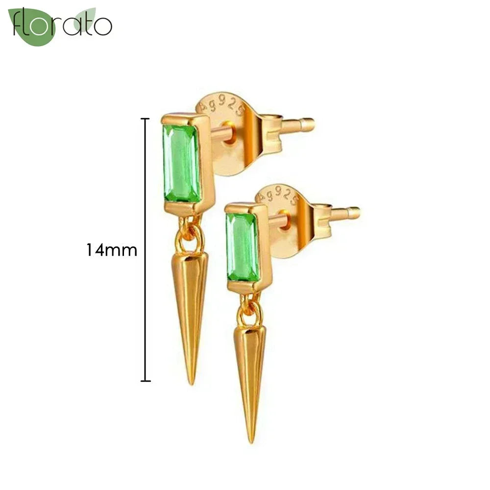 925 Sterling Silver Green Crystal CZ Hoop Earrings for Women | 2023 Luxury Gold Small Huggie Earrings | Fashion Piercing Jewelry - Floq & Raman