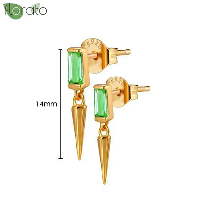 925 Sterling Silver Green Crystal CZ Hoop Earrings for Women | 2023 Luxury Gold Small Huggie Earrings | Fashion Piercing Jewelry - Floq & Raman