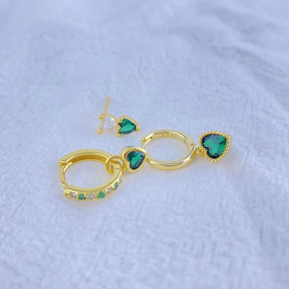 925 Sterling Silver Green Crystal CZ Hoop Earrings for Women | 2023 Luxury Gold Small Huggie Earrings | Fashion Piercing Jewelry - Floq & Raman