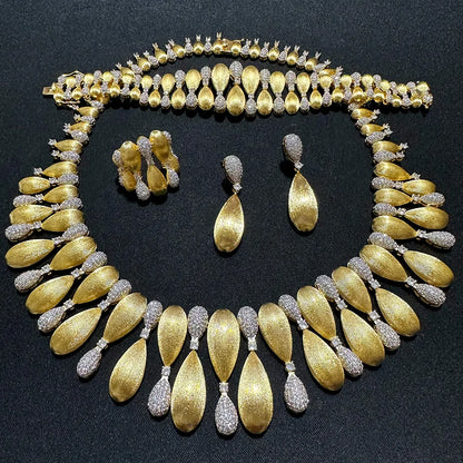 Luxury 4-Piece Knot & Ball African Jewelry Set for Women | Wedding, CZ Cubic Zirconia, Indian & Dubai Bridal Jewelry - Floq & Raman