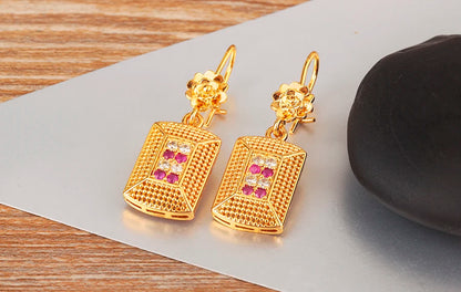 High Quality Rectangle/Evil Eye Shape Elegant Aesthetic Drop Earrings For Female Vintage Ear Jewelry Wedding Party Gifts - Floq & Raman