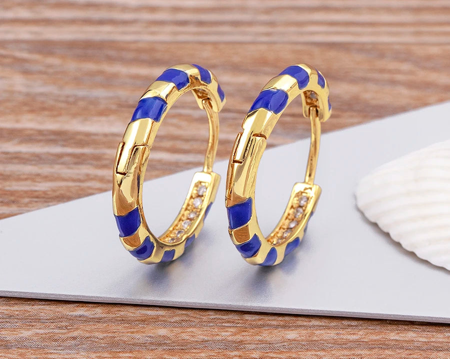 High Quality 6 Candy Colors Inlaid Zebra Stripe Pendant Fashion Earrings Enamel Oil Dripping Women's Simple French Jewelry Gifts - Floq & Raman