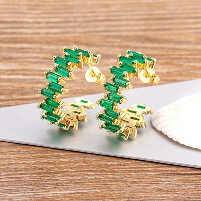 Fashion New Arrival Multicolor Gold Plated Earrings for Women Cubic Zirconia Wedding Female Jewelry Girl Friendship Gifts - Floq & Raman